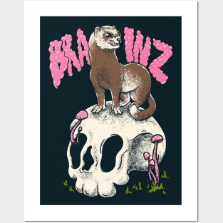 Ferret Craving for Brains - Cute Ruthless Killer Funny Carpet Shark Dook Posters and Art